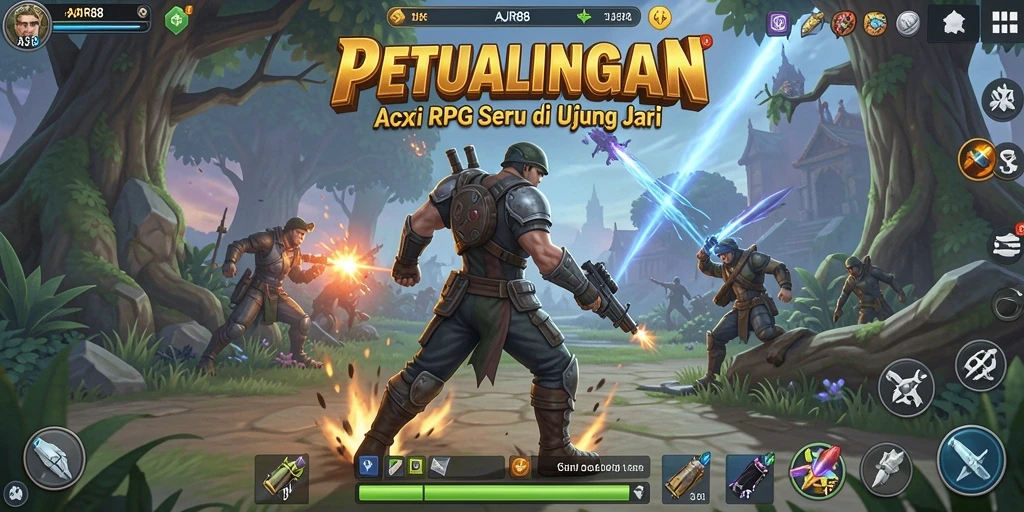 Tangkapan layar menampilkan pertarungan epik dalam AJR88 dengan efek visual menakjubkan.