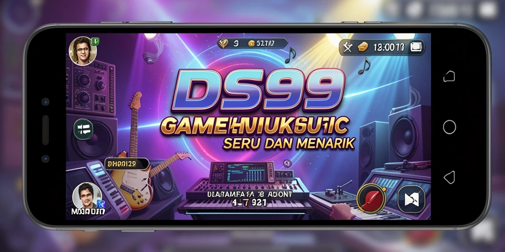 Screenshot gameplay DS99 dengan alat musik virtual yang menarik.
