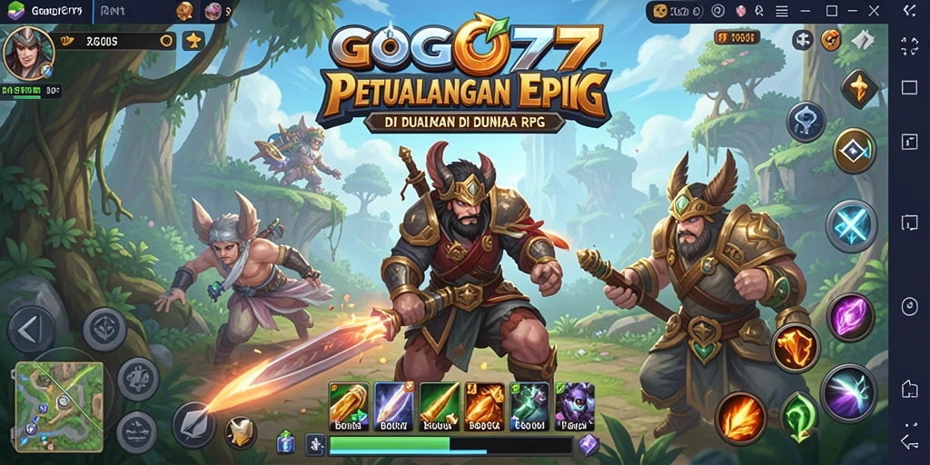 Tangkapan layar utama GOGO77 menunjukkan aksi pertempuran RPG yang mendebarkan.