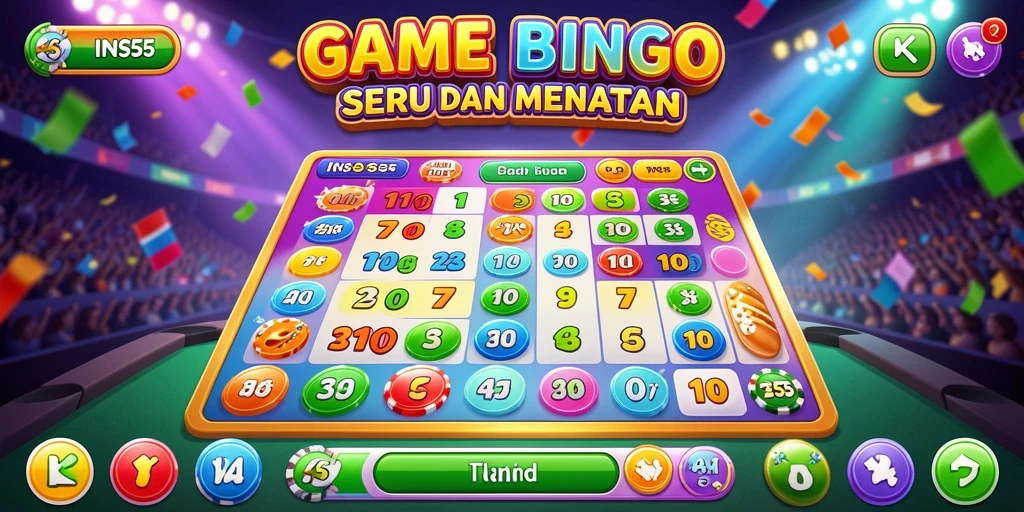Tangkapan layar utama INS55 menampilkan gameplay Bingo yang seru.