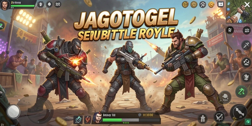 Tampilan gameplay JAGOTOGEL yang seru dan mendebarkan di arena Battle Royale.