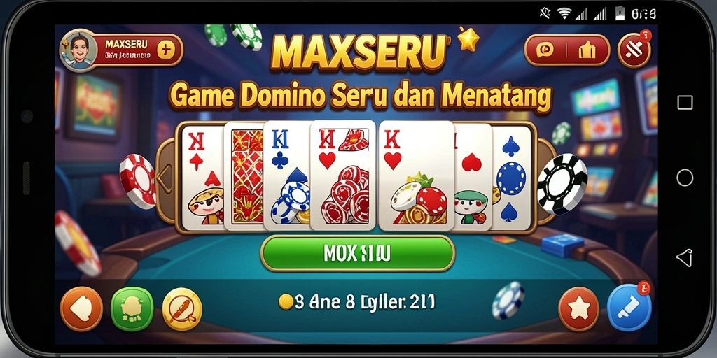 Tampilan gameplay MAXSERU yang menarik dan seru saat bermain domino.