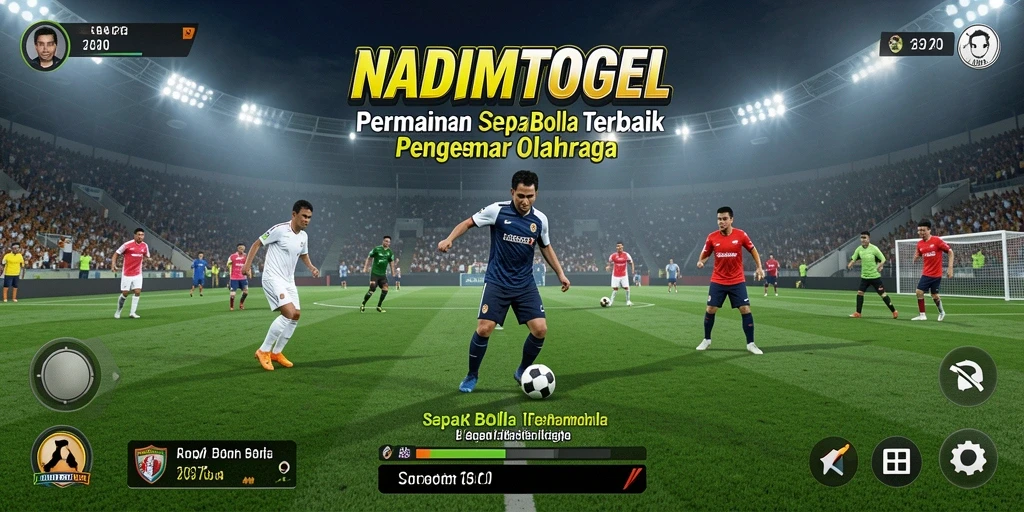 Screenshot utama NADIMTOGEL menampilkan gameplay sepak bola yang seru dan penuh aksi.