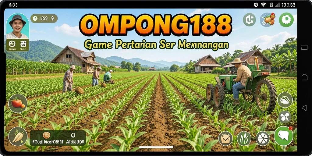 Tampilan gameplay OMPONG188 yang menggambarkan suasana pertanian.