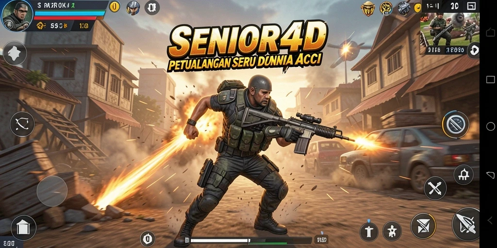 Tampilan gameplay penuh aksi di SENIOR4D.
