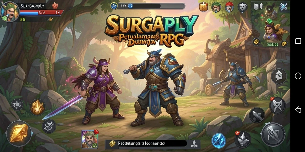 Gameplay SURGAPLY dengan pertarungan seru di dunia RPG.